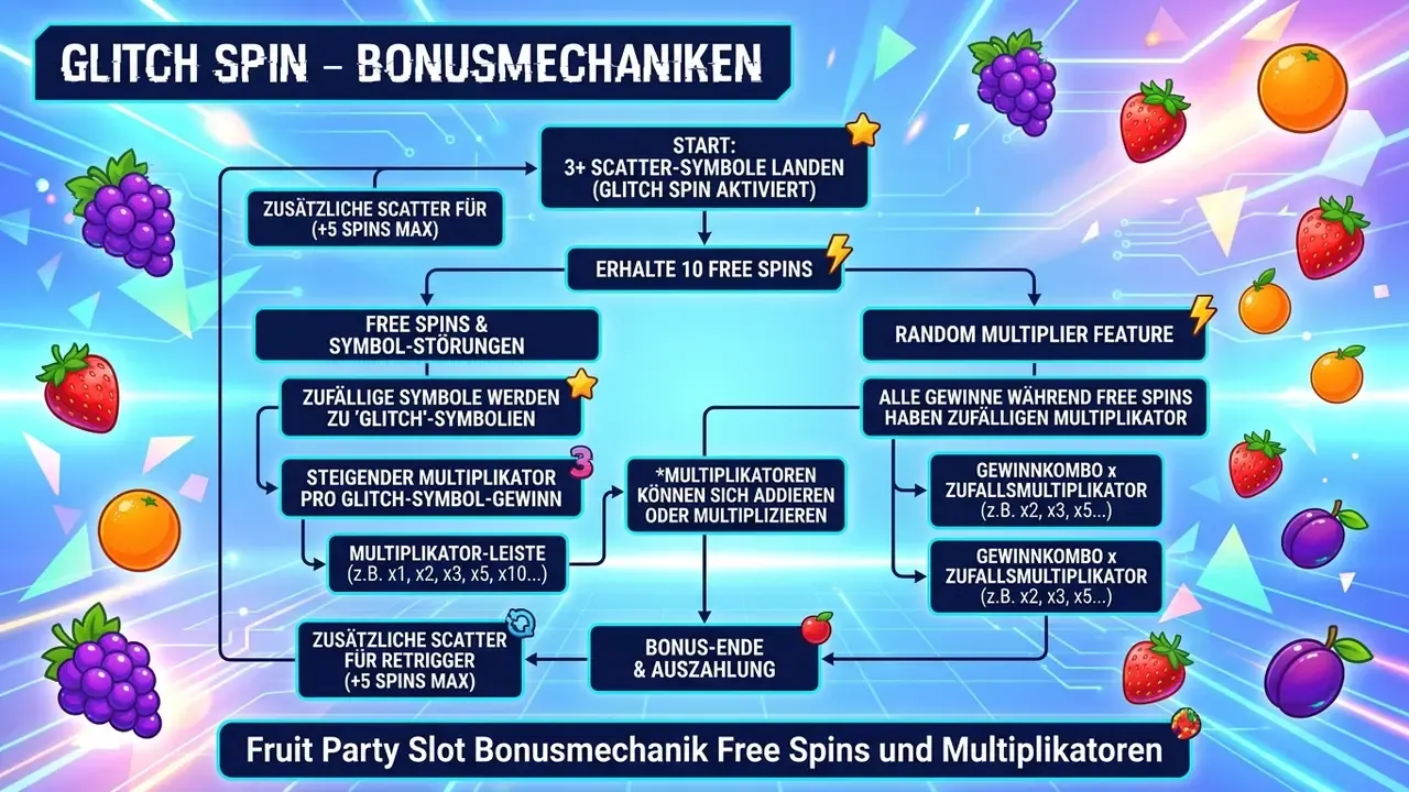 Fruit Party Slot Bonusmechanik Free Spins und Multiplikatoren